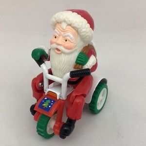 RUSS Christmas Santa On Bike Vintage 1990s Toy